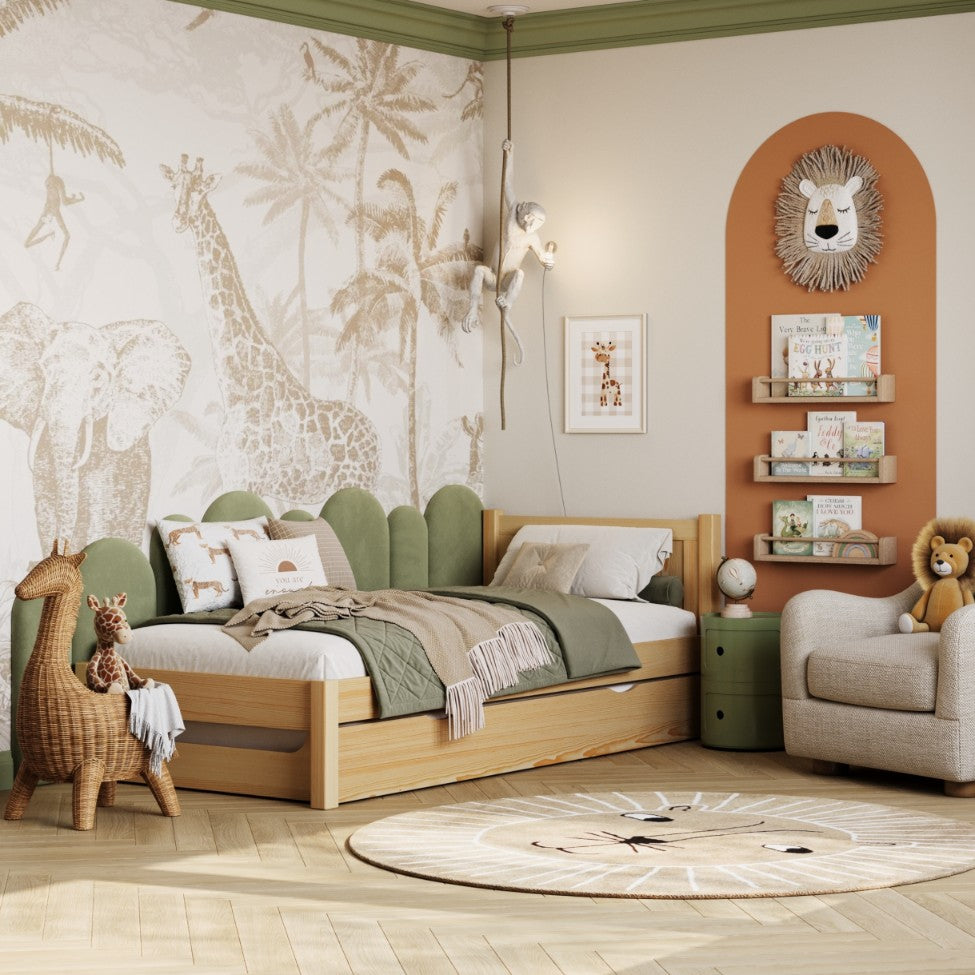 Letto pino naturale con cassetto per materasso aggiuntivo – in legno, per bambini Nizio