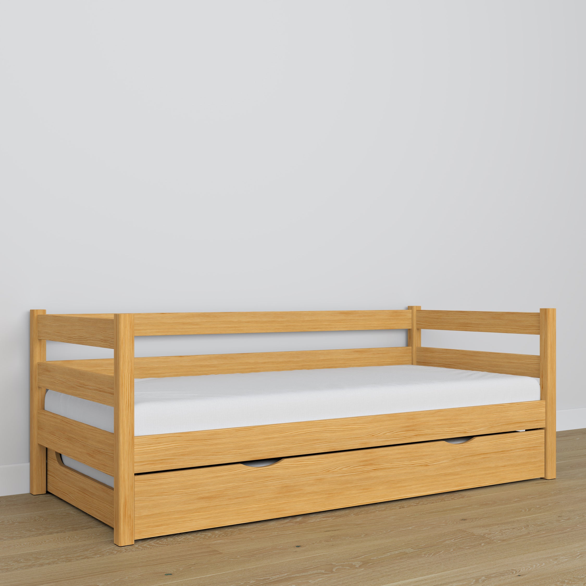 Łóżko sofa z szufladą na materac N01 sosna naturalna – dodatkowy widok, trwała jakość Nizio Home
