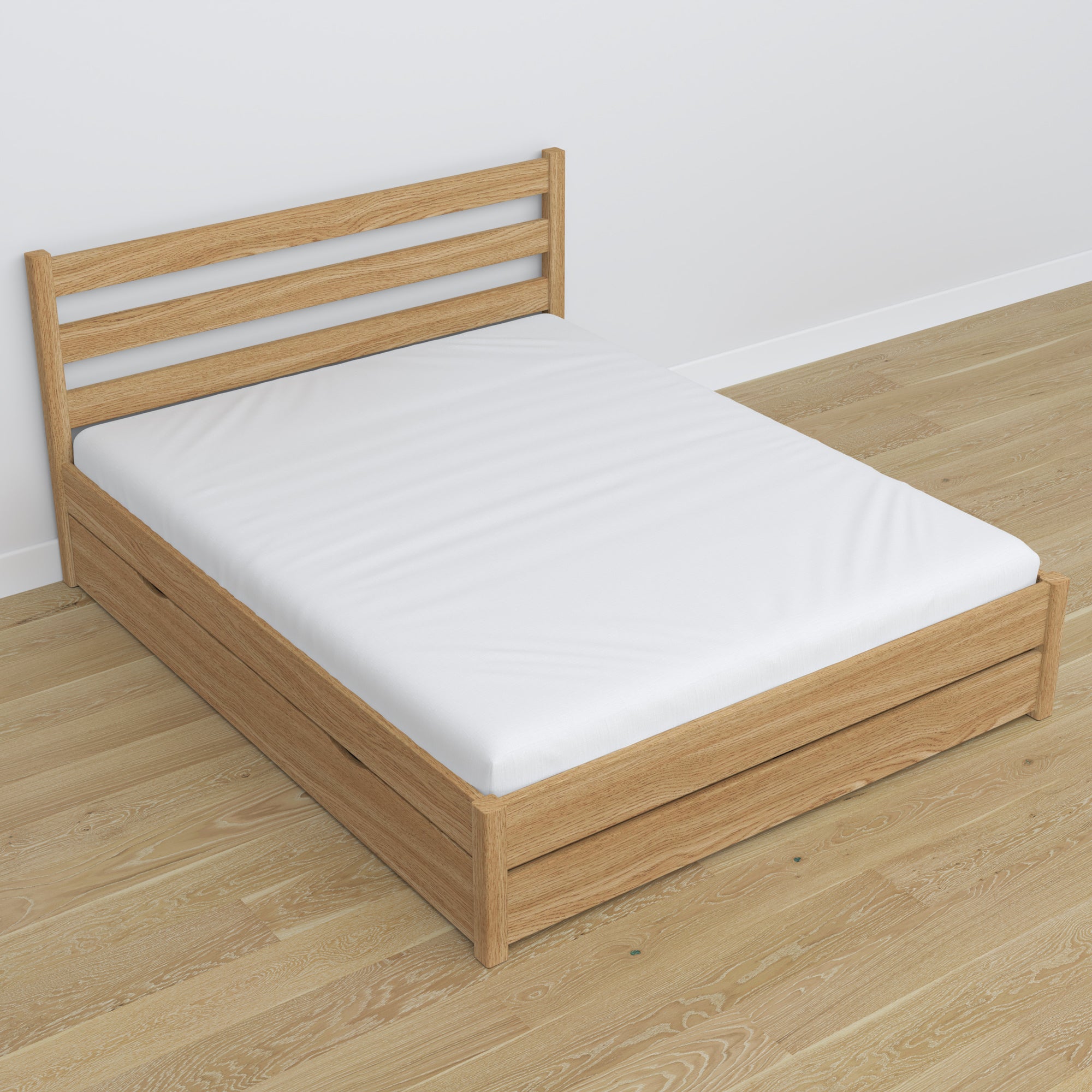 Letto matrimoniale quercia naturale – gambe e base in quercia, dettaglio
