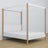 Double bed white and oak with canopy – decorative wooden frame, scandi