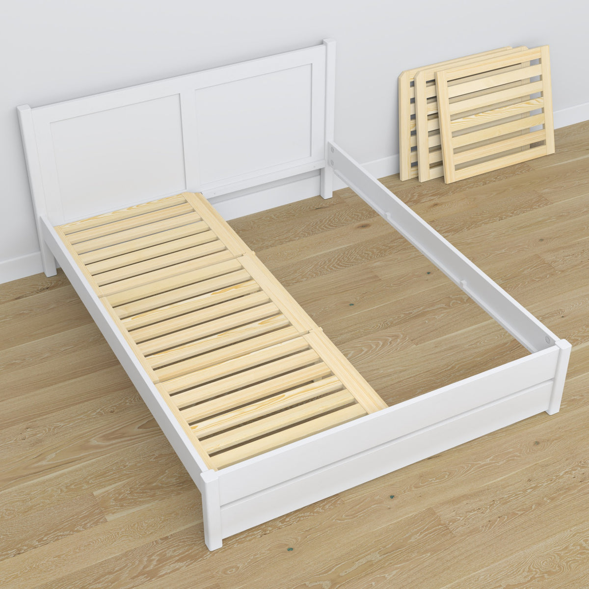 Letto matrimoniale con cassetto in legno bianco – capacità e funzionalità