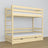Letto a castello con cassetto pino trasparente in legno – scandinavo design, Nizio