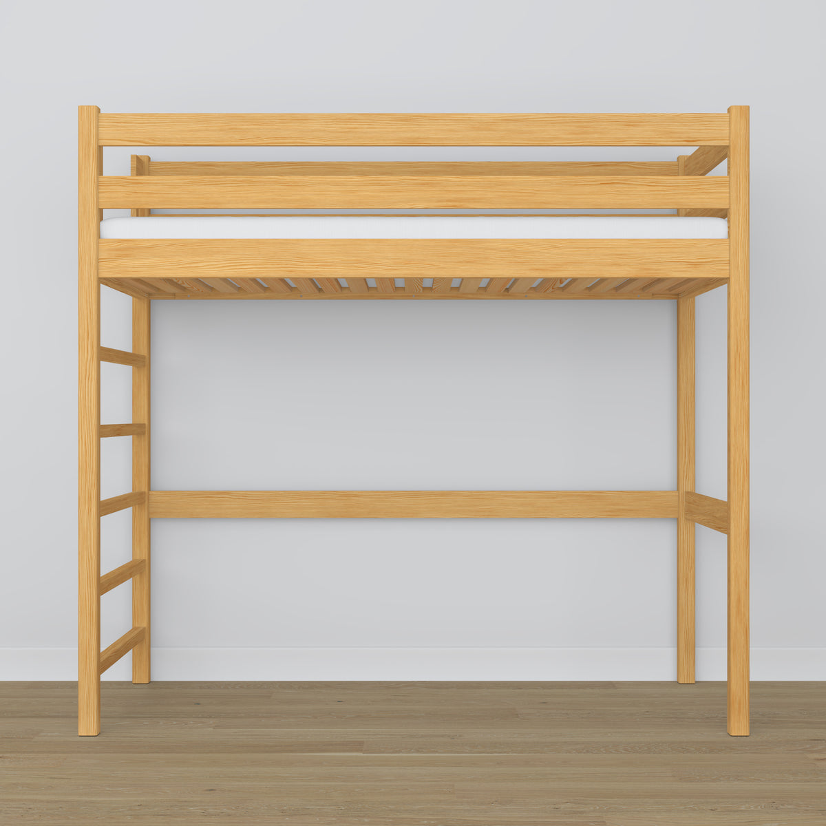 Natural Pine Wooden Loft Bed – Ladder and Joint Details, Nizio Home