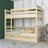 Clear Pine Wooden Bunk Bed – Ladder, Rails, Drawer for Extra Mattress
