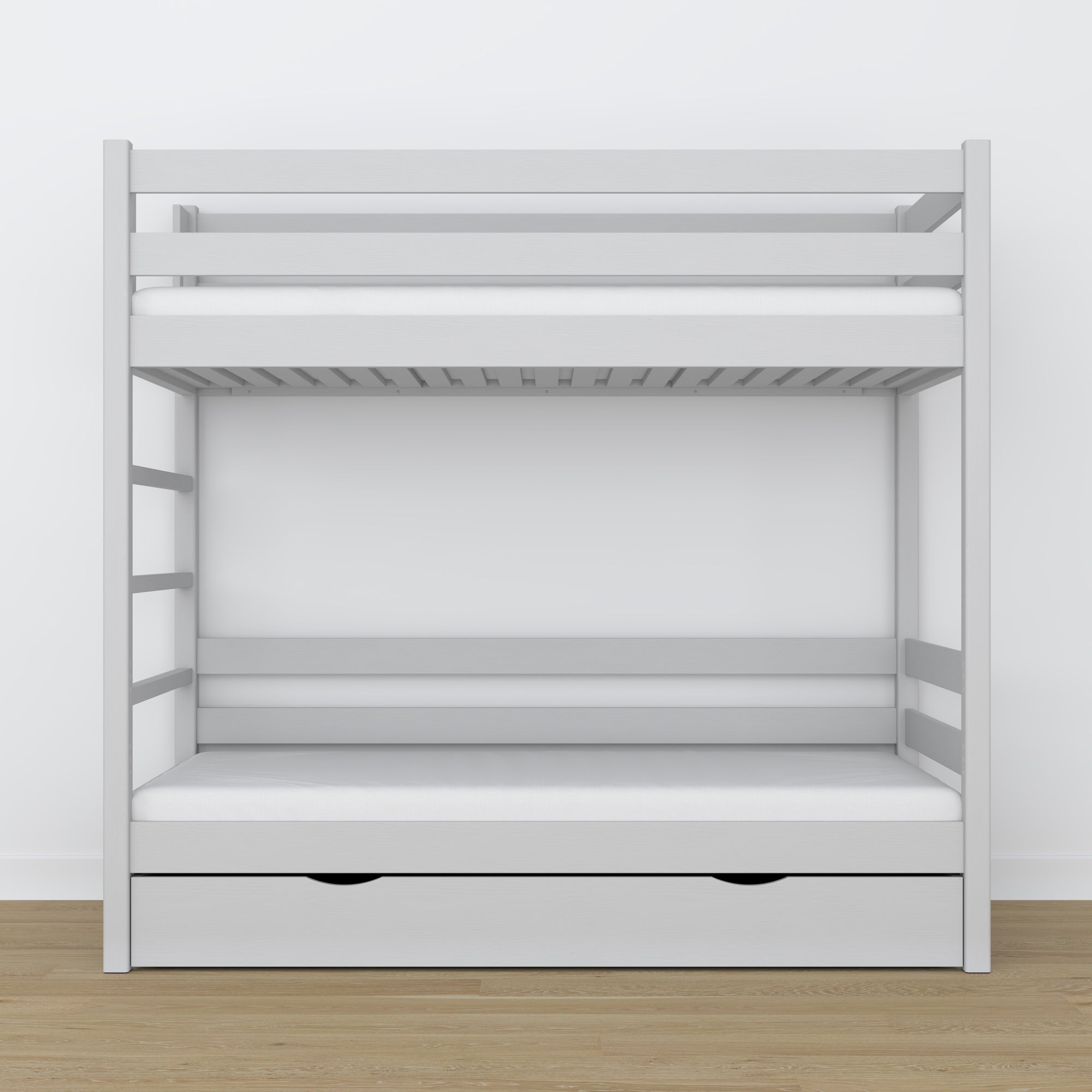 Grey Wooden Bunk Bed with Drawer – Dimensions and Diagram, Nizio