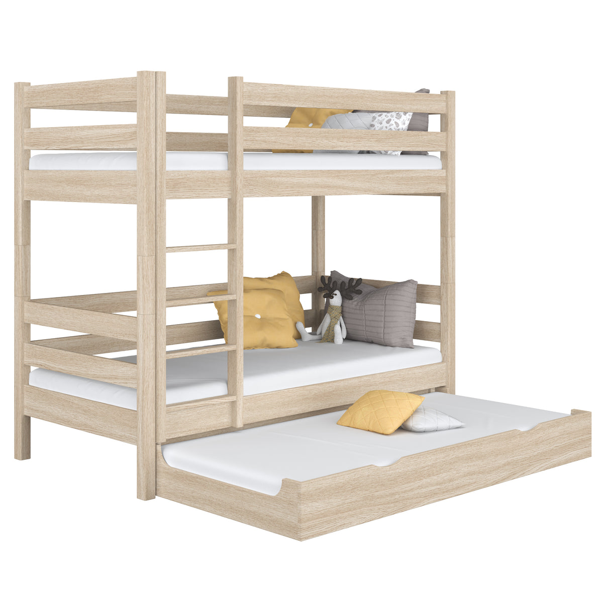Oak Bunk Bed with Mattress Drawer Bleached Oak – Scandi Children’s Room