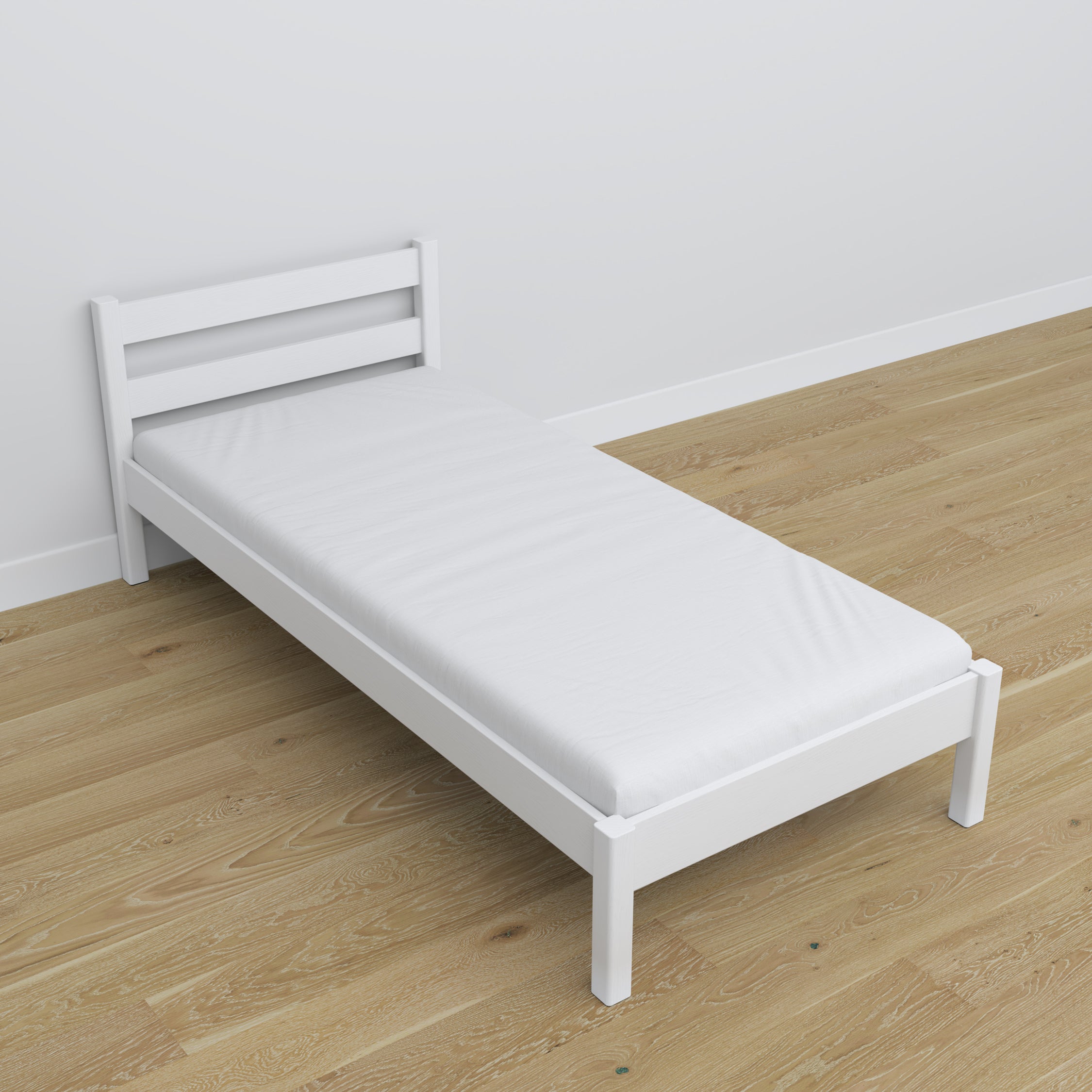 Łóżko biały z drewna – wymiary i schemat, Nizio Home