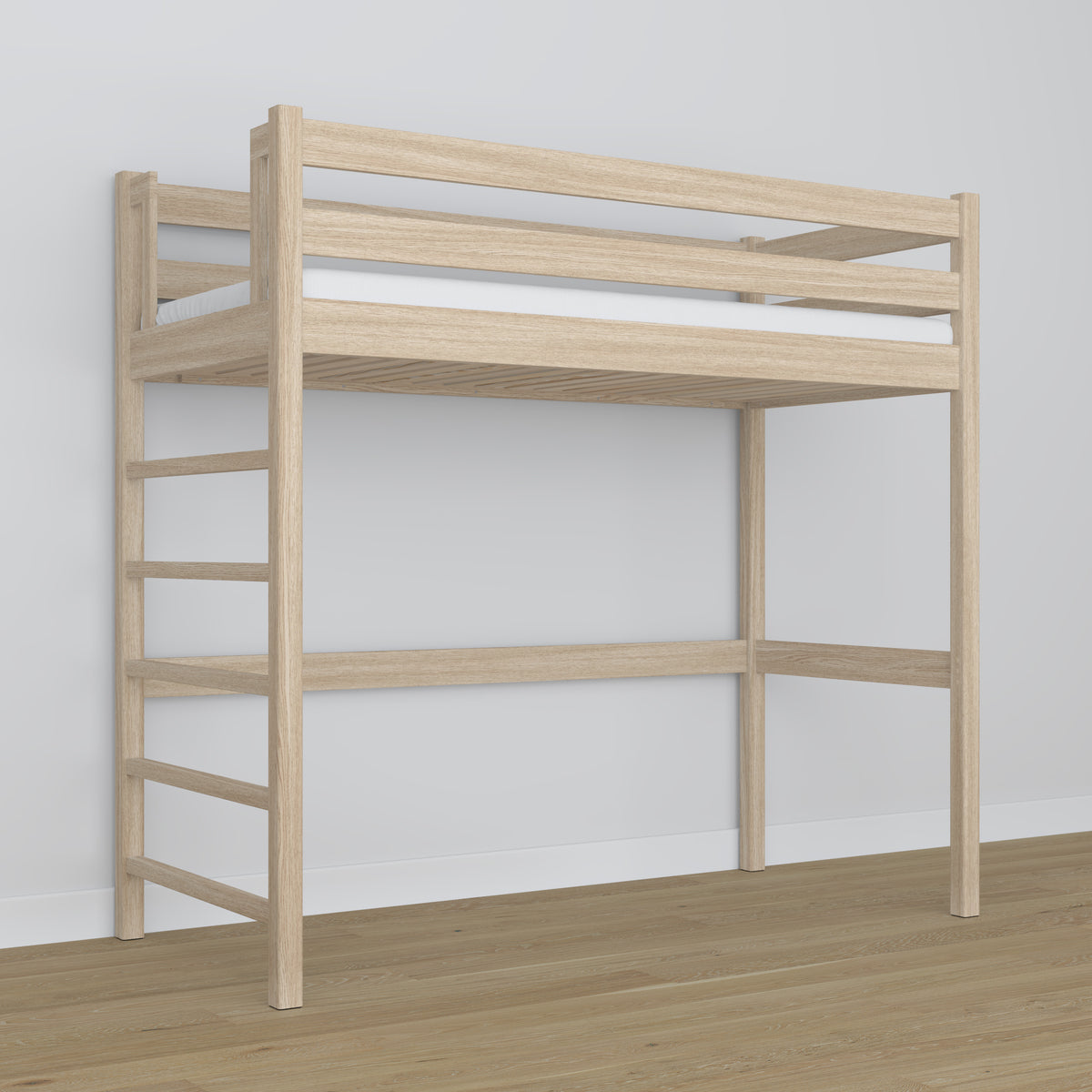 Letto a soppalco quercia sbiancata con quercia – dimensioni e schema, Nizio