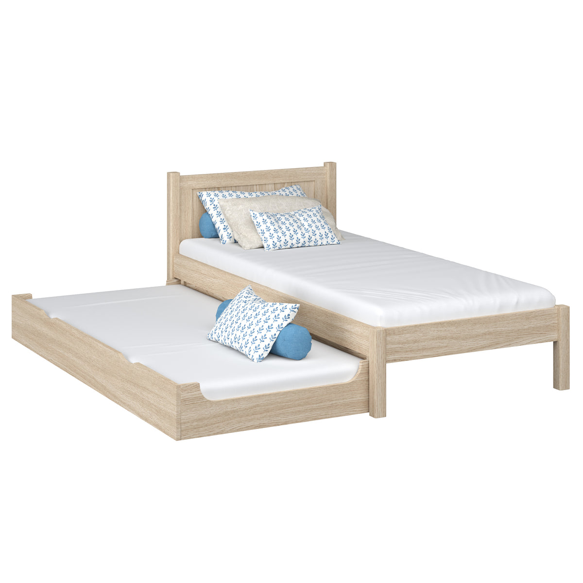 Oak bed with mattress drawer bleached oak – child’s room, scandi Nizio