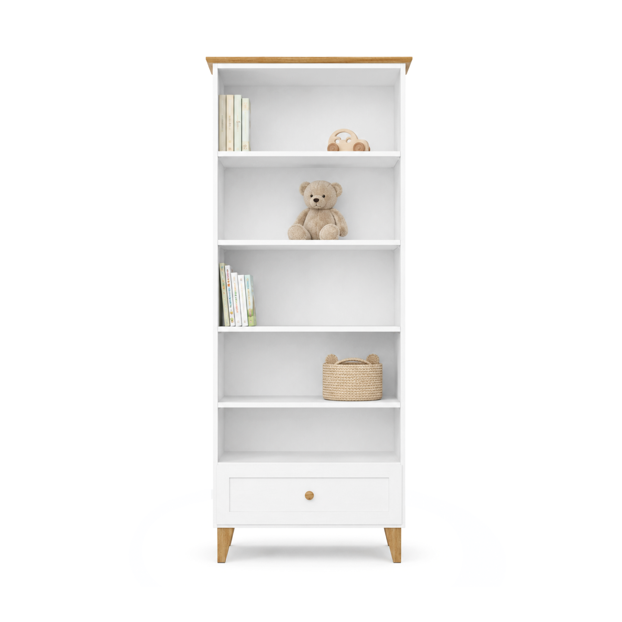 Scaffale in legno 1S 80 Scandi bianco / rovere naturale