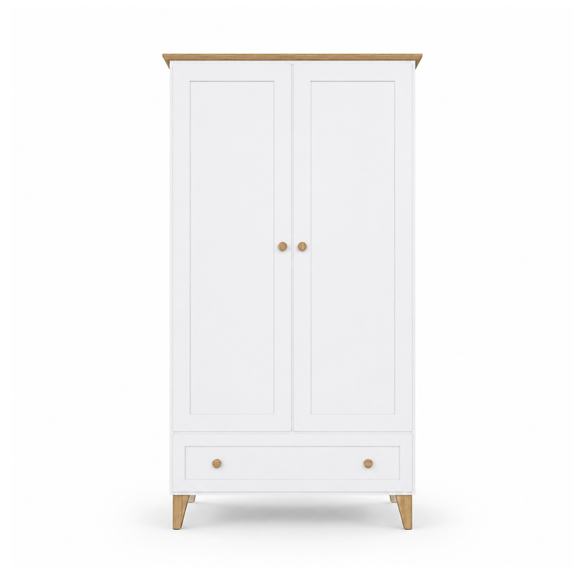 Armadio in legno 2D1S Scandi bianco / rovere naturale