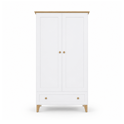 Armadio in legno 2D1S Scandi bianco / rovere naturale