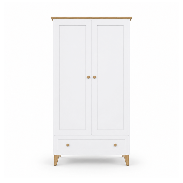 Armadio in legno 2D1S Scandi bianco / quercia naturale