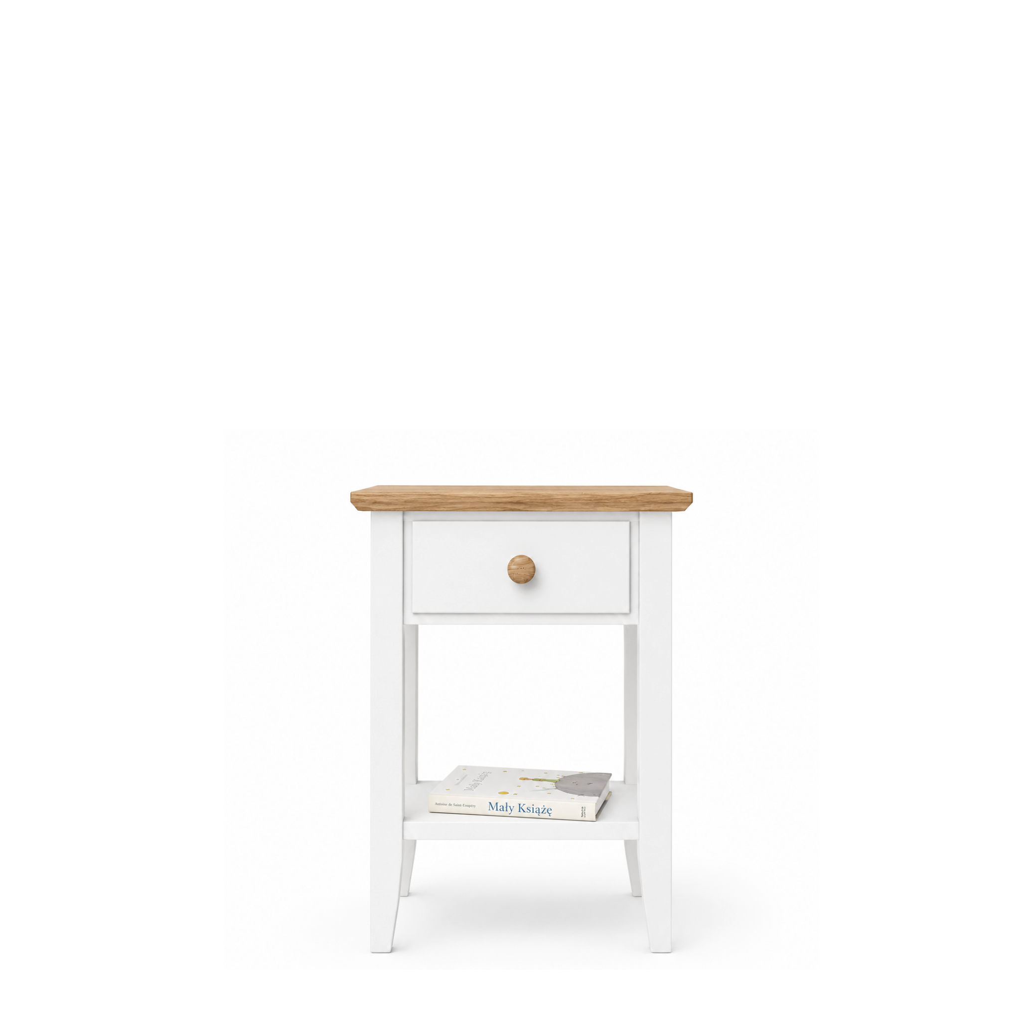 Comodino in legno 1S N01 Scandi bianco / rovere naturale