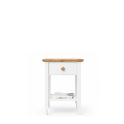 Comodino in legno 1S N01 Scandi bianco / rovere naturale