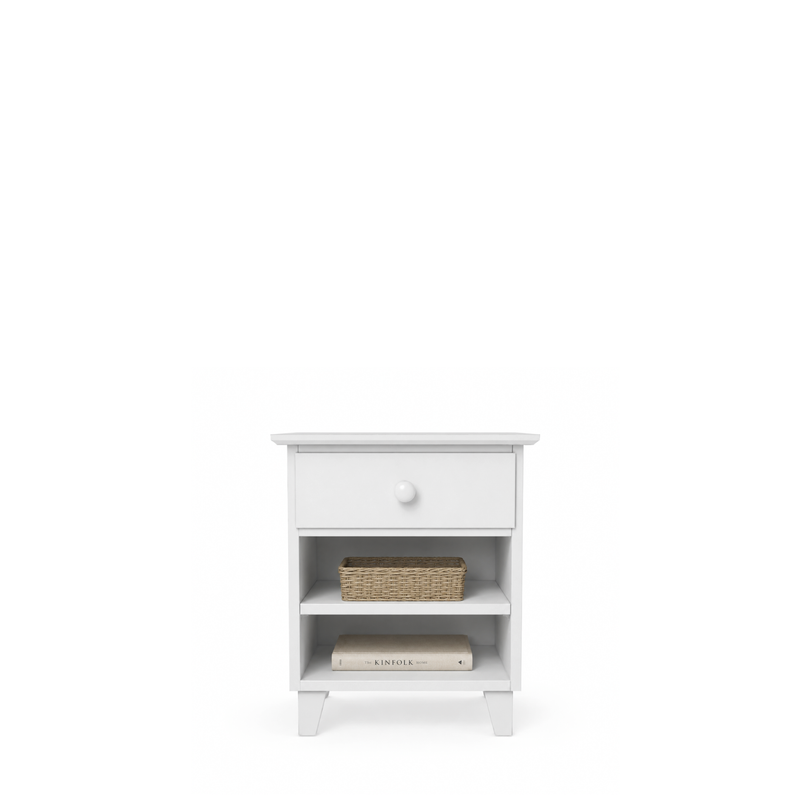 Comodino in legno 1S N02 Scandi bianco