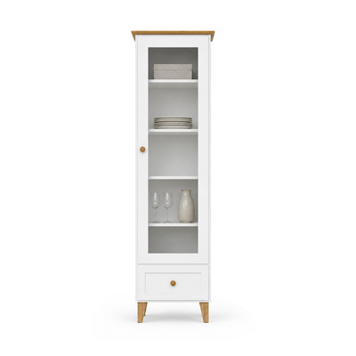 Vetrina in legno 1S 57 Scandi bianco / rovere naturale