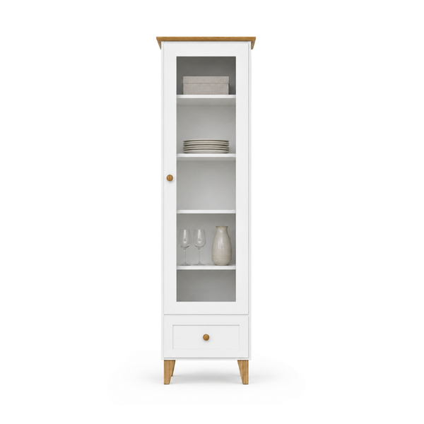 Vetrina in legno 1S 57 Scandi bianco / quercia naturale