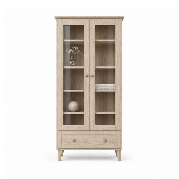 Oak Display Cabinet 1S 90 Scandi bleached oak